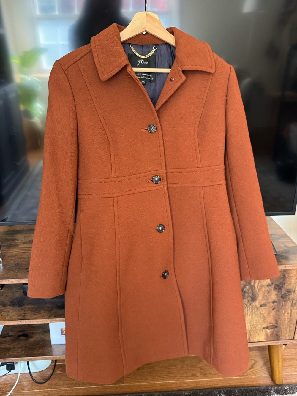 J. Crew Women’s Rust Orange Wool-Blend Pea Coat